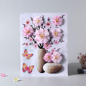 Adhesivo de pared autoadhesivo florero 3D