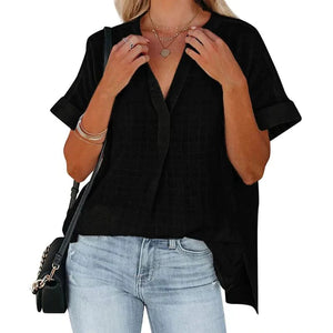 Camiseta de verano transpirable y cómoda con cuello de pico