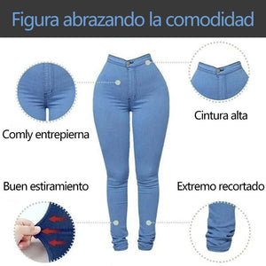 Pantalones Vaqueros Elásticos y Levantacola Adelgazantes de Talla  Más Grande
