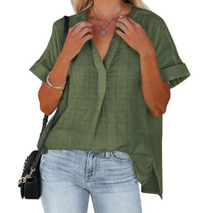 Camiseta de verano transpirable y cómoda con cuello de pico