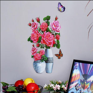 Adhesivo de pared autoadhesivo florero 3D