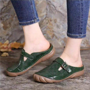 Zapatos vintage de punta redonda con fondo plano