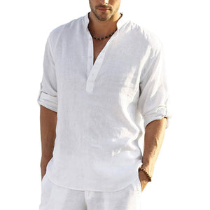 Camiseta casual de lino y algodón para hombre