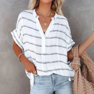 Camiseta de verano transpirable y cómoda con cuello de pico