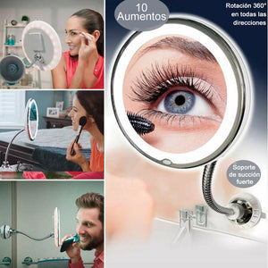 Espejo de Aumento de Maquillaje con Luz LED
