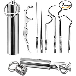 Juego de palillos de dientes de acero inoxidable, 7 piezas (compre 1, llévese 1 gratis)
