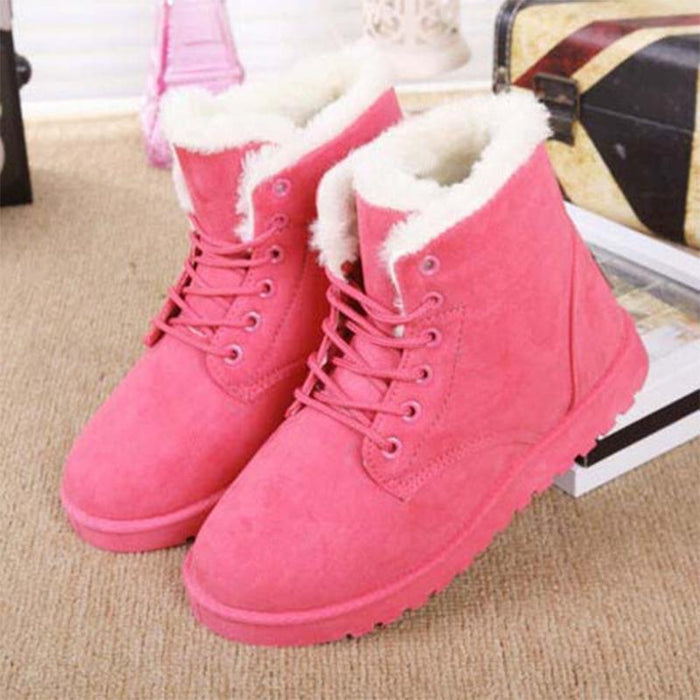 Botas de nieve de gamuza impermeables para mujer - tipo felpa cálida