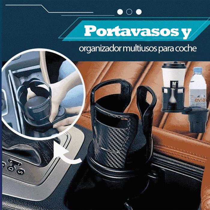 Portavasos y organizador multiusos para coche