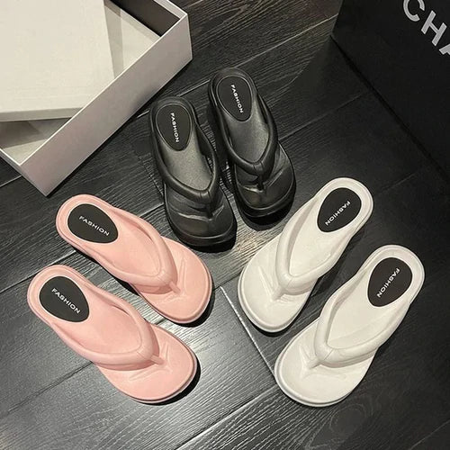 Chanclas de cuña de fondo grueso
