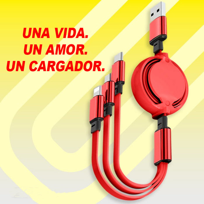 Cable de carga USB retráctil 3 en 1