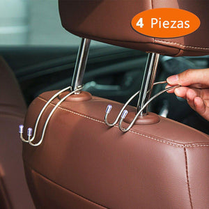 Reposacabezas de Asiento de Coche de Acero Inoxidable de con Gancho, 4 Piezas