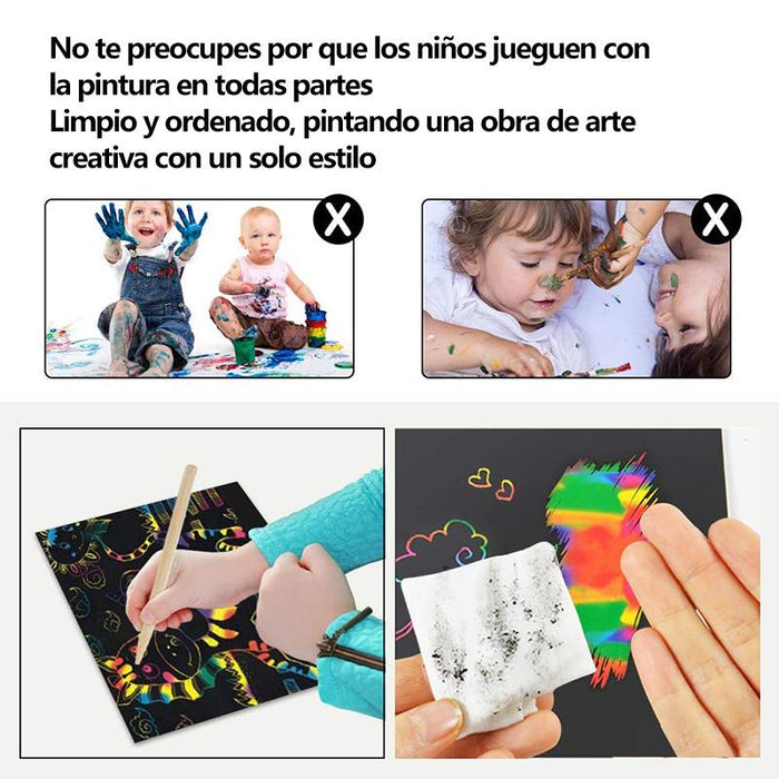 Papel rasgador mágico arcoíris para niños