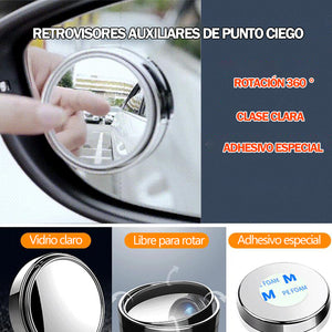 Espejos redondos pequeños con rotación de 360 ° para automóvil (2 piezas)