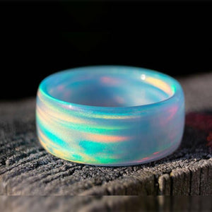 Anillo de Ópalo Azul Nube -Aurora Boreal