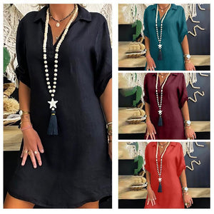 Vestido Camisero Nórdico de Manga Corta