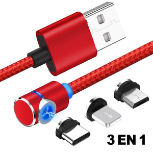 Cable de Carga Magnético Circular para Micro, Lightning y Type C 3 en 1