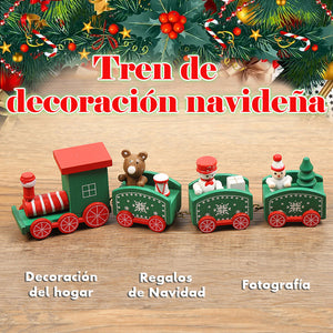 Adornos de Navidad tren de madera
