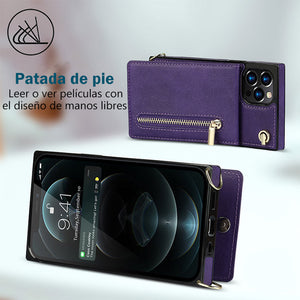 Soporte para teléfono con cremallera cruzada