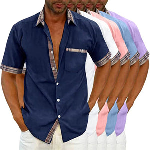 Camisa casual con cuello a cuadros para hombre
