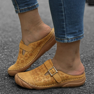 Zapatos vintage de punta redonda con fondo plano