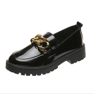 Zapatos de punta redonda negros para mujer