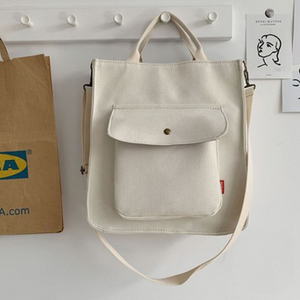 Bolso de mano casual de gran capacidad con cremallera y bolsillo exterior