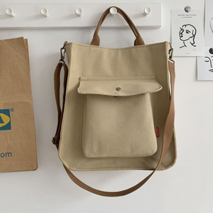 Bolso de mano casual de gran capacidad con cremallera y bolsillo exterior