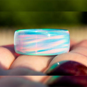 Anillo de Ópalo Azul Nube -Aurora Boreal