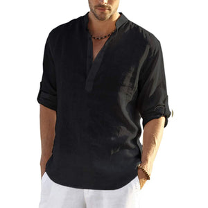 Camiseta casual de lino y algodón para hombre