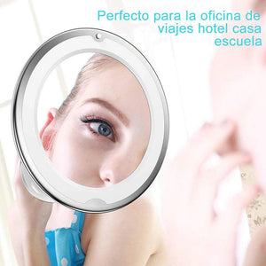 Espejo de Aumento de Maquillaje con Luz LED