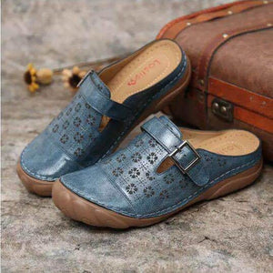 Zapatos vintage de punta redonda con fondo plano