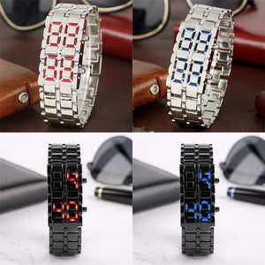 Reloj de pulsera digital de acero inoxidable con LED Lava para hombre