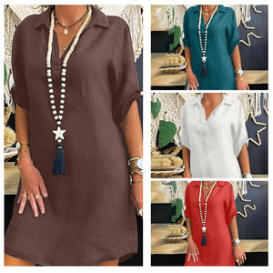 Vestido Camisero Nórdico de Manga Corta
