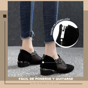 Sandalias de encaje negras para mujer