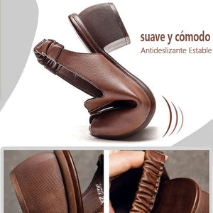 2022 Verano Nuevo Retro Sandalias de tacón grueso hechas a mano
