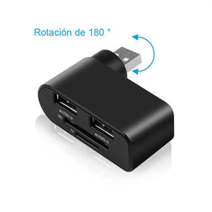 Concentrador USB giratorio 4 en 1