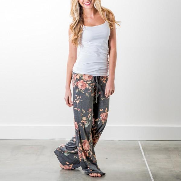 Pantalones Holgados con Estampado Floral de Yoga