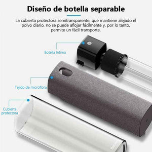 2 en 1 Botella de Spray de Limpieza de Pantalla y Paño