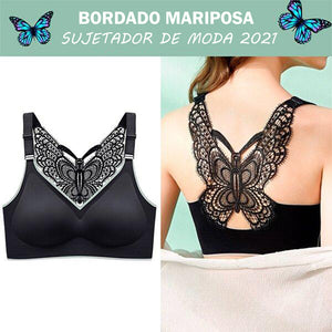 Sujetador sin tirantes con bordado de mariposa