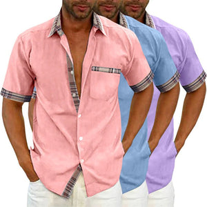 Camisa casual con cuello a cuadros para hombre