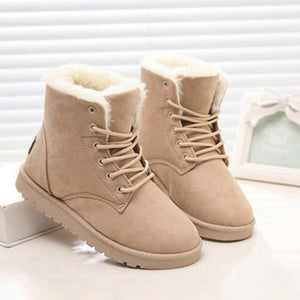Botas de nieve de gamuza impermeables para mujer - tipo felpa cálida