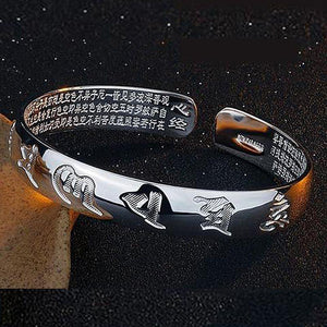 Om Ma Ni Pad Me Hum - Pulsera de Plata de Estilo Étnico