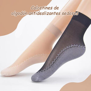 Calcetines de algodón sedosos y antideslizantes, 5 pares