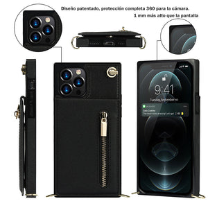 Soporte para teléfono con cremallera cruzada