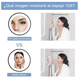 Espejo de Aumento de Maquillaje con Luz LED