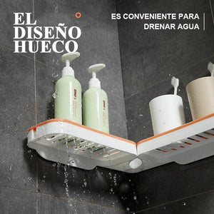 Estante de esquina para baño sin perforaciones