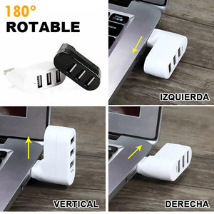 Mini concentrador USB rotable de 3 puertos