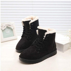 Botas de nieve de gamuza impermeables para mujer - tipo felpa cálida