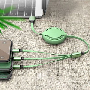 Cable de carga USB retráctil 3 en 1