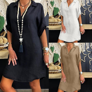 Vestido Camisero Nórdico de Manga Corta